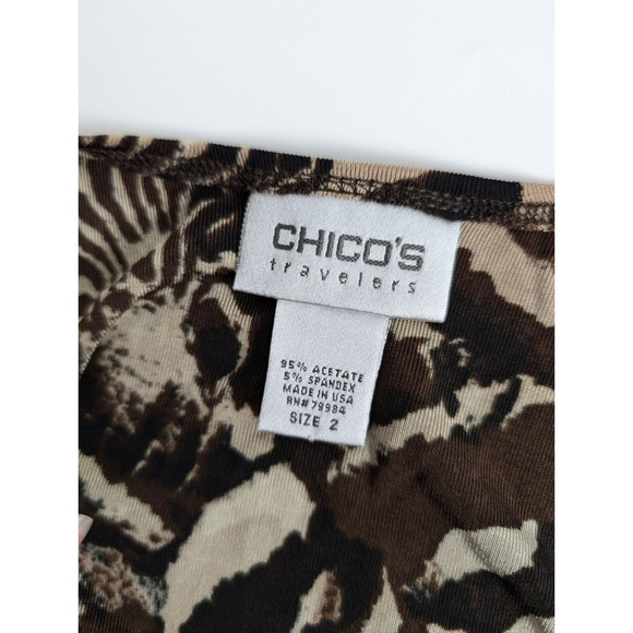 Chicos Travelers Tank Top Animal Print Safari Cheetah Zebra Brown Large - Picture 5 of 7